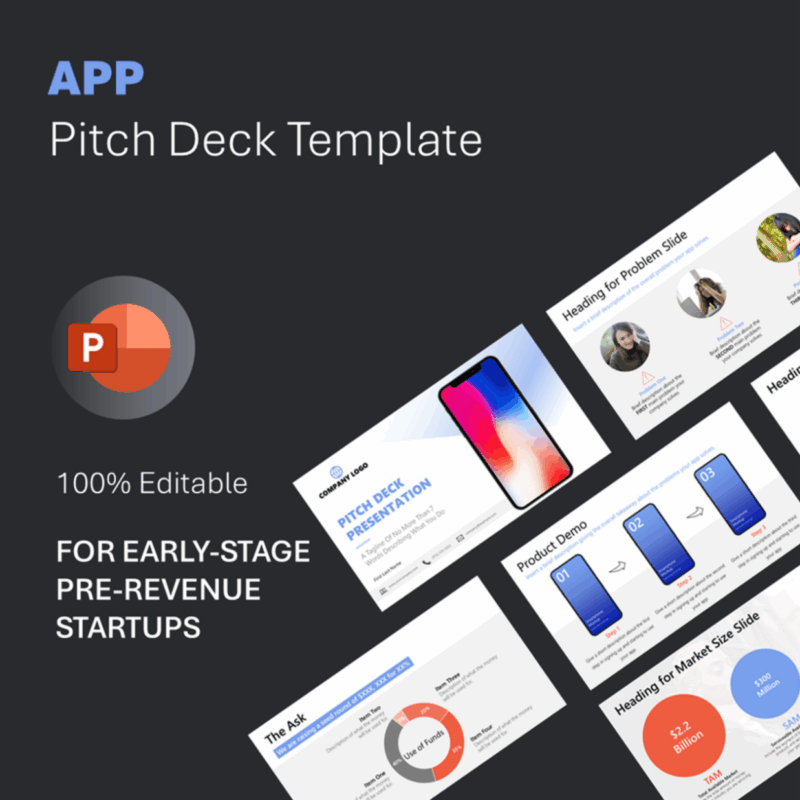 Downloadable App PowerPoint Pitch Deck Template For Startups