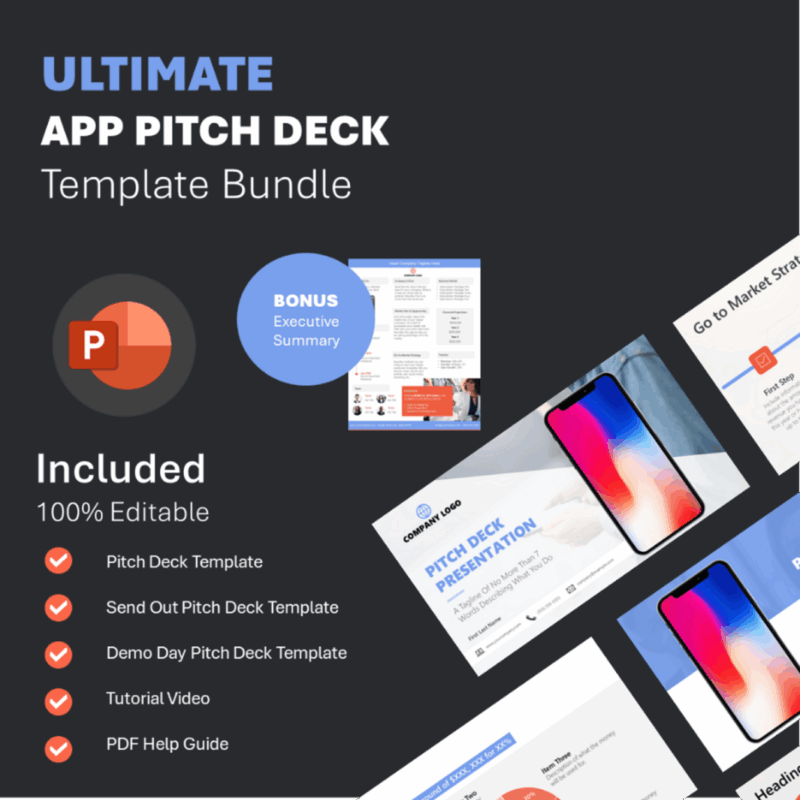 Downloadable App Pitch Deck PowerPoint Template Bundle for early stage startups