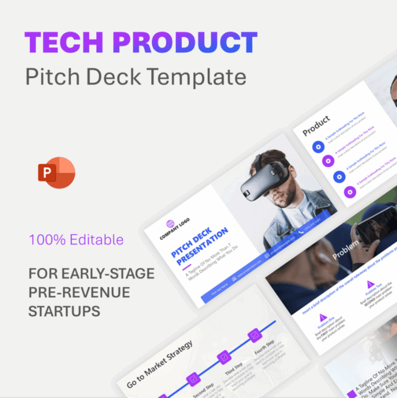 Downloadable Tech Product PowerPoint Pitch Deck Template