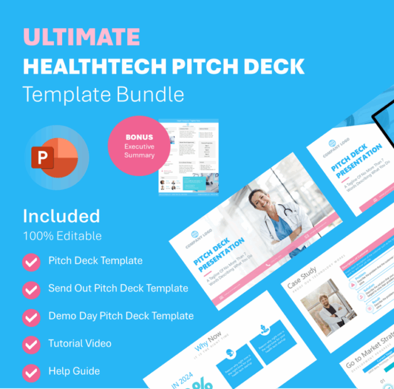 picture of ultimate health tech pitch deck PowerPoint template