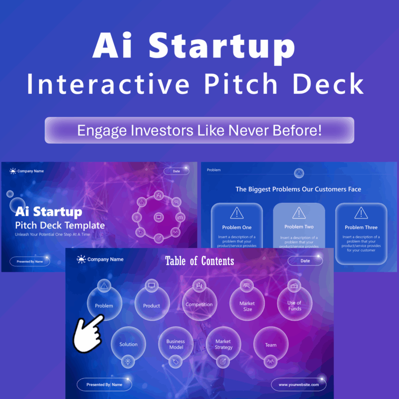 Artificial intelligence interactive pitch deck PowerPoint template for startups needing to raise funds from investors