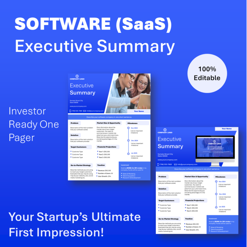 Software saas Executive Summary for Startups