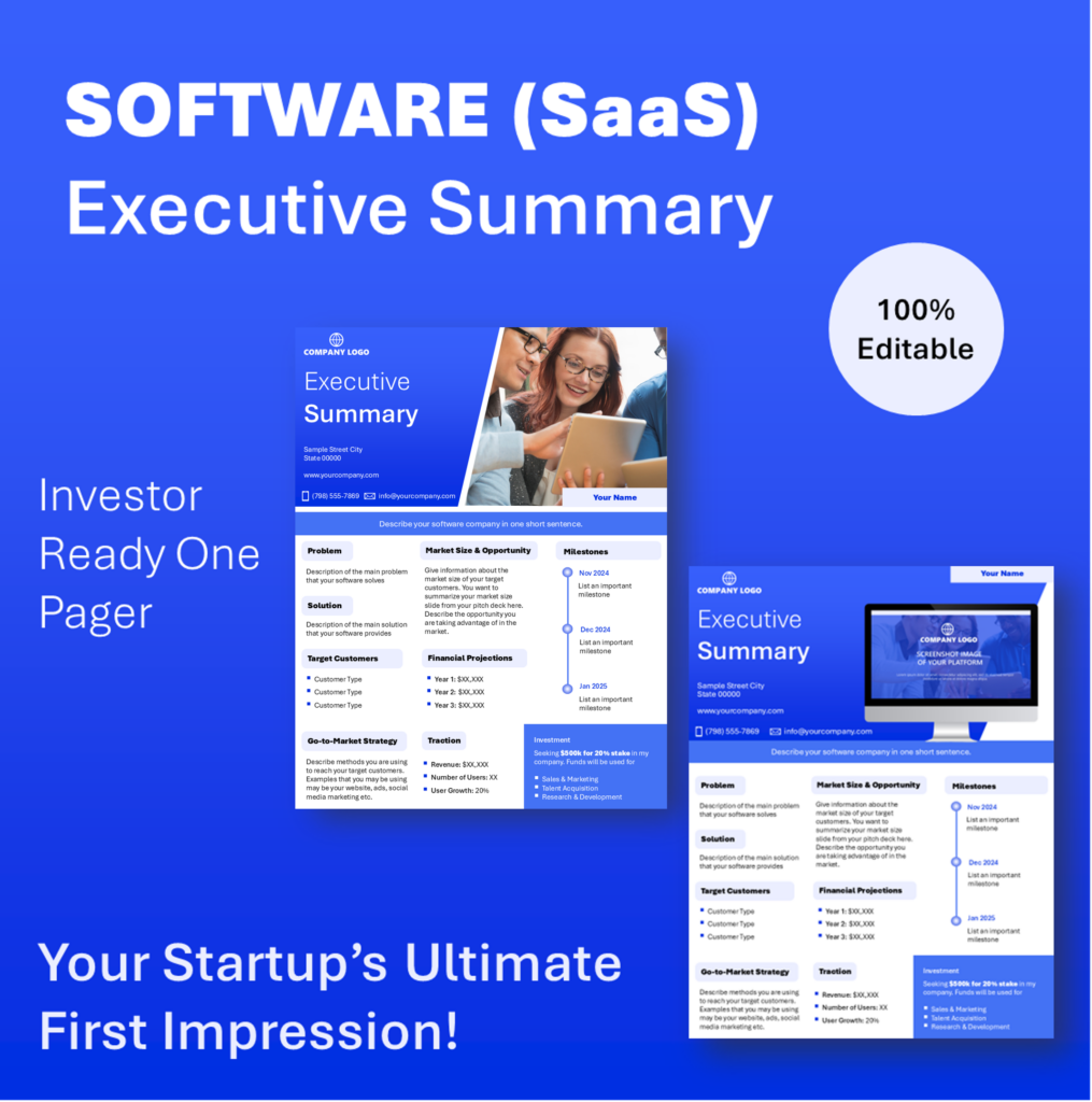 Software Startup Executive Summary - Slide Navigator